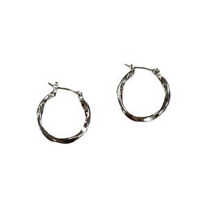 Tigerstars Silver Artistic Hoop Pin Catch Earrings